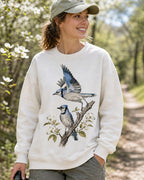 Blue Jay Pair Dogwood Blossom Birdwatching Sweatshirt