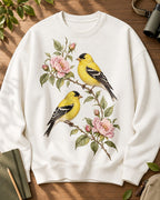 American Goldfinch Pair Rose Blossom Backyard Bird Watching Sweatshirt
