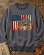 American Flag Potted Herb Autumn Garden Sweatshirt