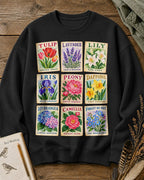 Flower Cards Garden Botanical Graphic Sweatshirt