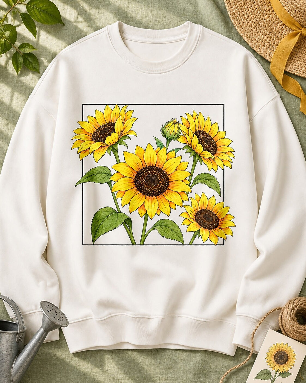 Sunflower Garden Frame Floral Graphic Sweatshirt