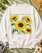Sunflower Garden Frame Floral Graphic Sweatshirt
