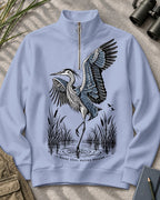 Great Blue Heron Wetland UPF50+ Spandex Quarter-Zip Stretch Sweatshirt