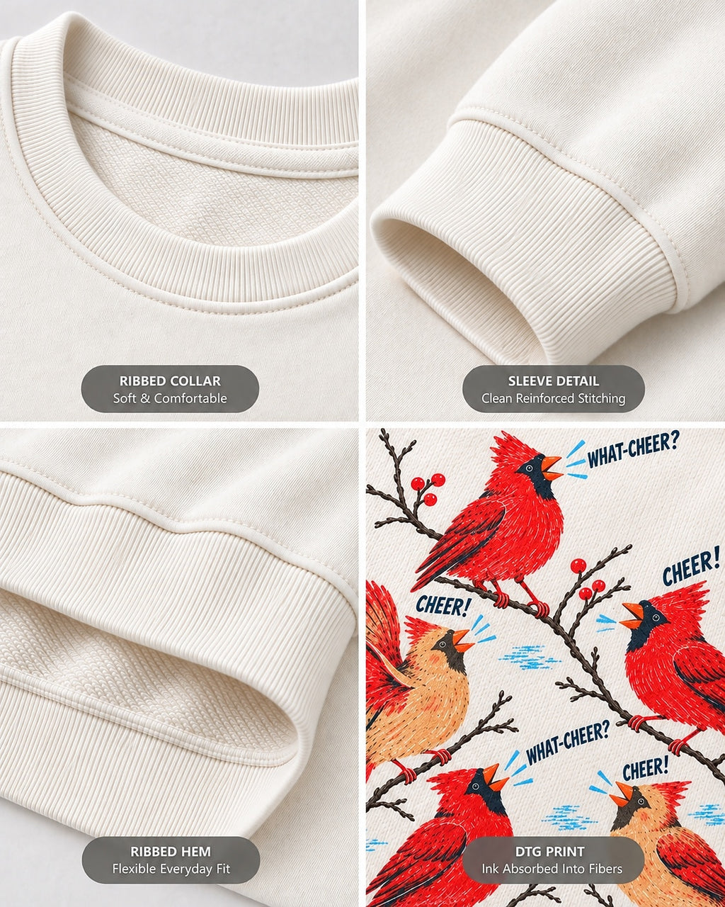 Cardinal What Cheer Winter Bird Graphic Sweatshirt