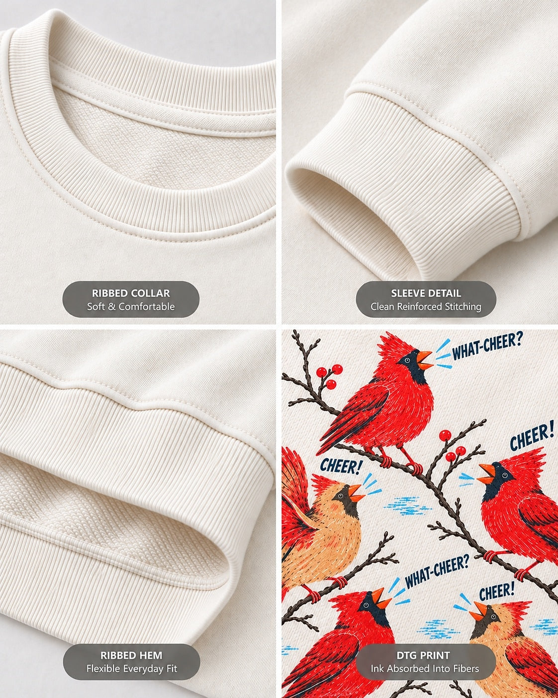 Cardinal What Cheer Winter Bird Graphic Sweatshirt