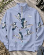 Flying Great Blue Herons UPF50+ Spandex Quarter-Zip Stretch Sweatshirt