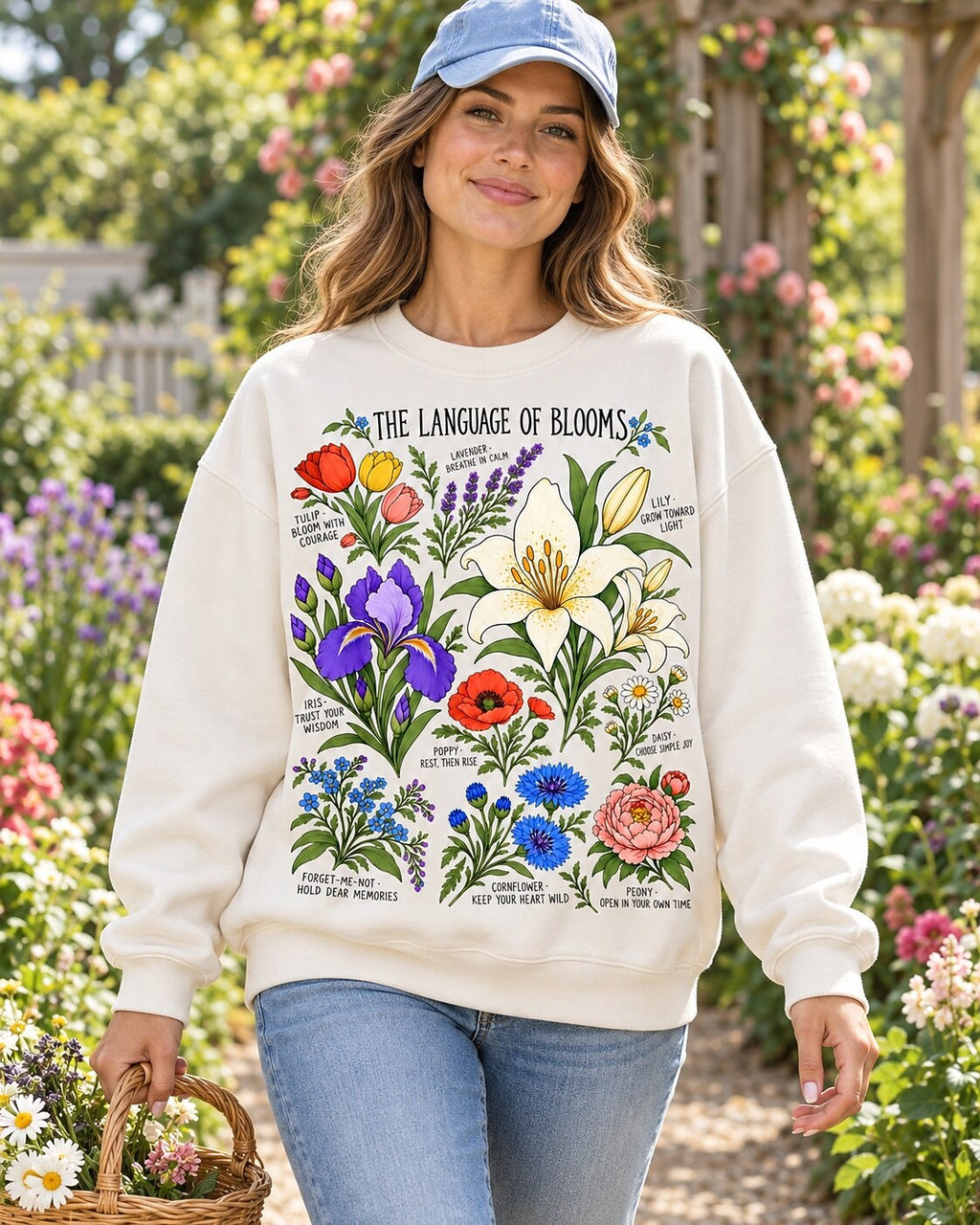 Lanquage of Flowers Botanical Garden Graphic Sweatshirt