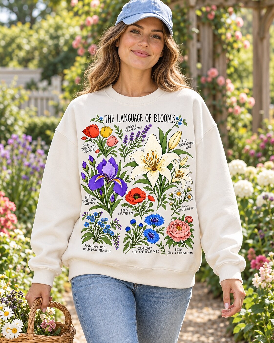 Lanquage of Flowers Botanical Garden Graphic Sweatshirt