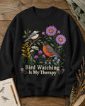 American Robin Chickadee Bird Watching Therapy Wildflower Sweatshirt