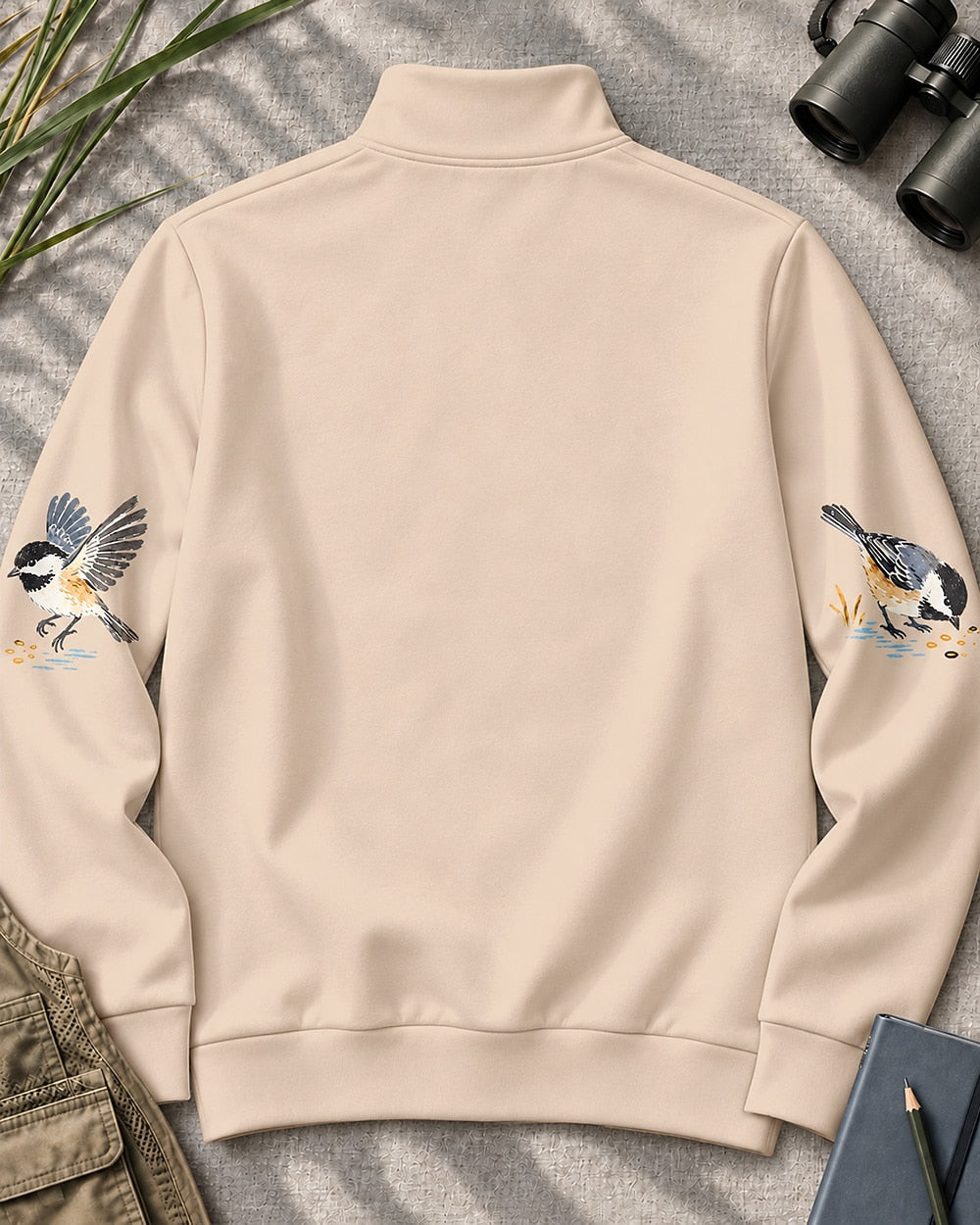 Chickadee Titmouse Backyard Birds UPF50+ Spandex Quarter-Zip Stretch Sweatshirt