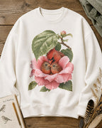 Northern Cardinal Nesting Rose Flower Birdwatching Sweatshirt for birdwatching and garden lovers – product image 5