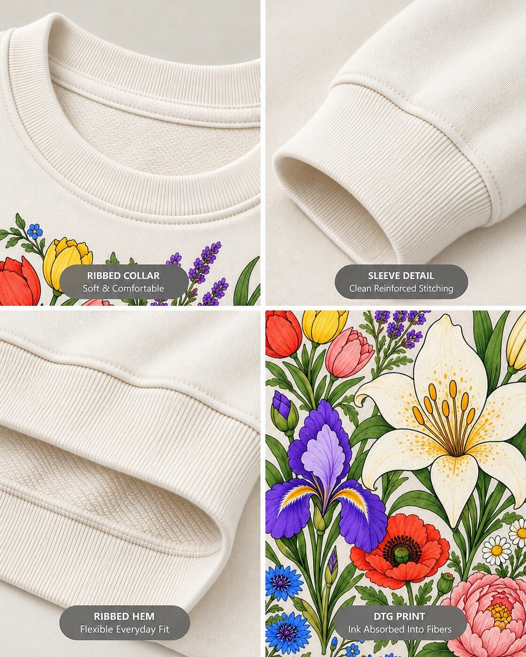 Lanquage of Flowers Botanical Garden Graphic Sweatshirt