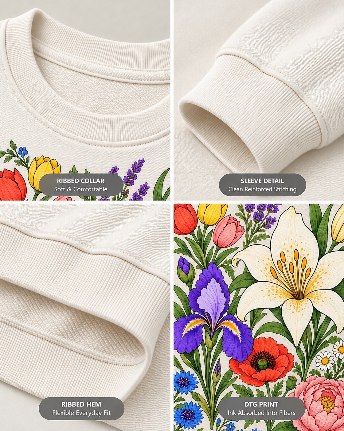 Lanquage of Flowers Botanical Garden Graphic Sweatshirt
