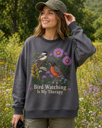 American Robin Chickadee Bird Watching Therapy Wildflower Sweatshirt