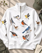 Backyard Birds Robin Blue Jay UPF50+ Spandex Quarter-Zip Stretch Sweatshirt