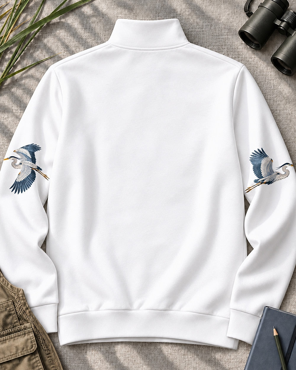 Flying Great Blue Herons UPF50+ Spandex Quarter-Zip Stretch Sweatshirt