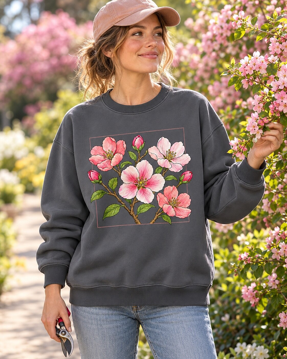 Blossom Branch Garden Floral Graphic Sweatshirt
