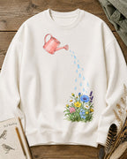 Watering Can Wildflower Garden Graphic Sweatshirt