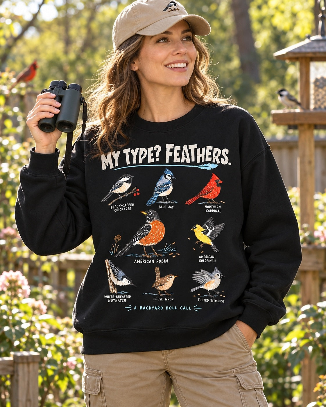 Backyard Birds My Type Feathers Graphic Crewneck Sweatshirt