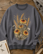 Coneflower Wheat Daisy Vintage Country Garden Sweatshirt