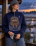 Owl Marsh Birdwatching Quarter-Zip Stretch Sweatshirt Spandex UPF50+