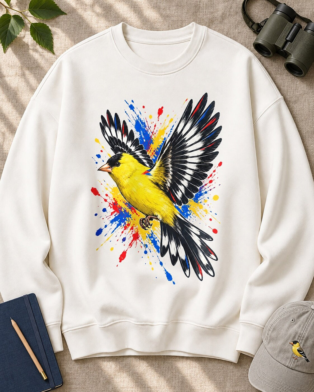 American Goldfinch Colorful Wings Art Backyard Bird Watching Sweatshirt