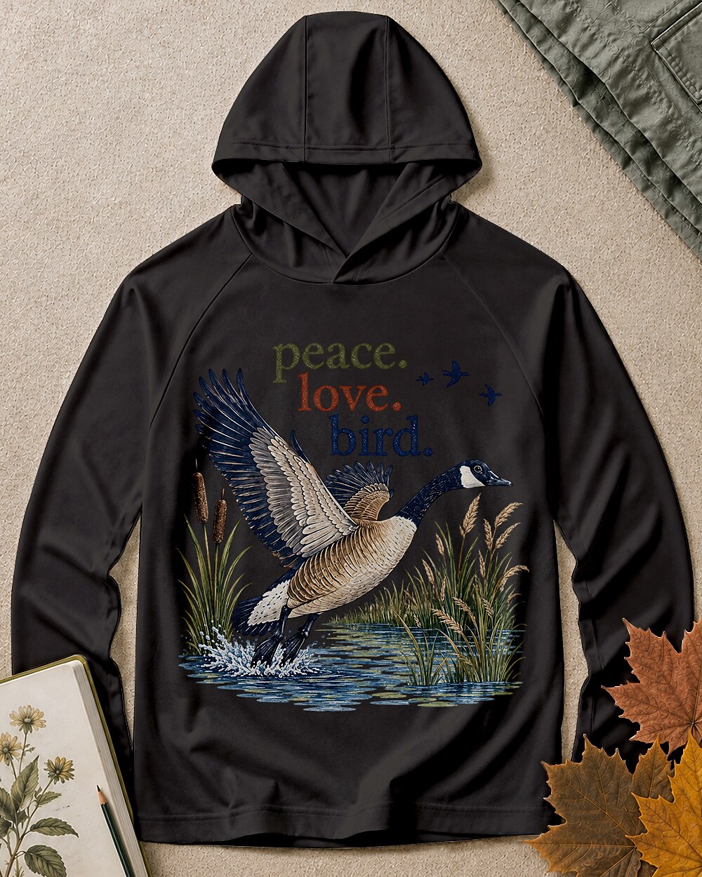 UPF 50+ Goose Taking Flight Wetland Sun Protection Hoodie