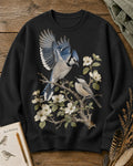 Blue Jay Pair Sunflower Vintage Birdwatching Sweatshirt