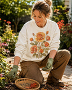 Orange Rose Vintage Botanical Cottage Garden Sweatshirt
