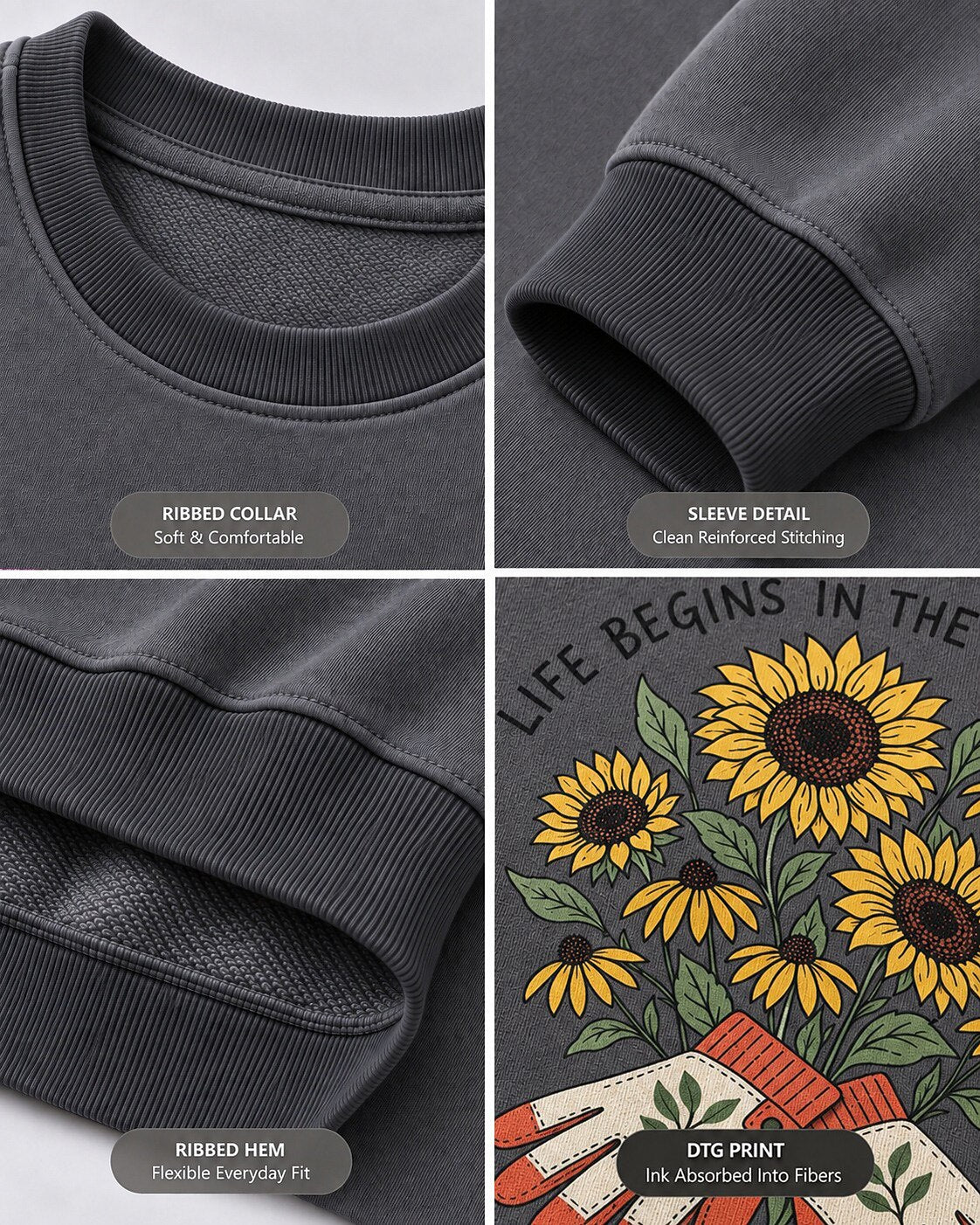 Sunflower Garden Gloves Wildflower Cottage Gardening Sweatshirt