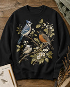 Blue Jay American Robin Chickadee Blossom Branch Sweatshirt