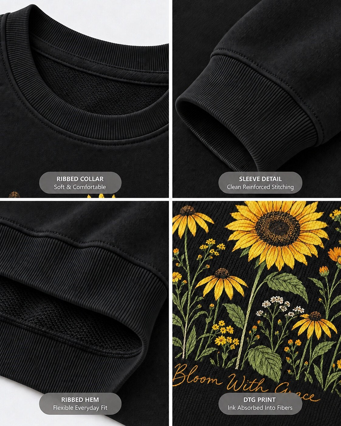 Sunflower Black Eyed Susan Wildflower Bouquet Garden Sweatshirtxi