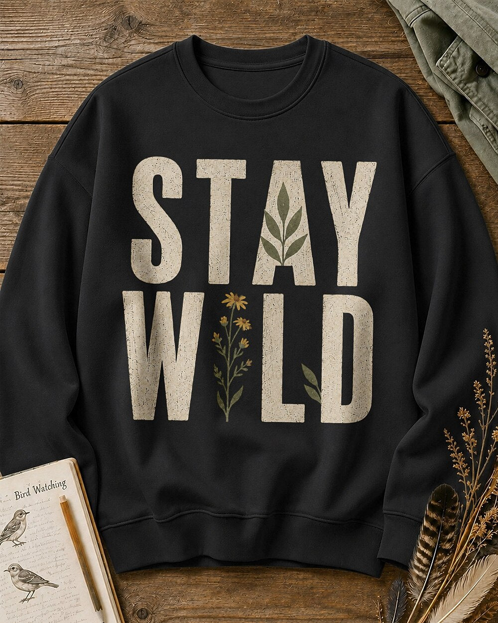 Stay Wild Wildflower Vintage Botanical Garden Sweatshirt