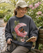 American Robin Pair Rose Blossom Birdwatching Sweatshirt
