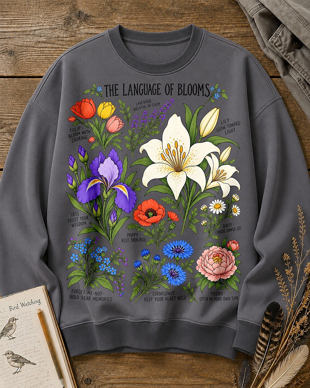 Lanquage of Flowers Botanical Garden Graphic Sweatshirt