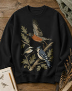 American Robin Chickadee Blue Jay Woodland Birdwatching Sweatshirt