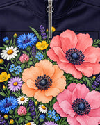 Poppy Wildflower Garden Quarter-Zip Stretch Sweatshirt Spandex UPF50+