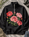 Rose Bouquet Garden Quarter-Zip Stretch Sweatshirt Spandex UPF50+