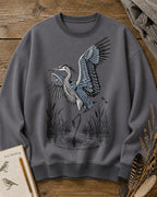 Great Blue Heron Water Reflection Wetland Bird Watching Sweatshirt
