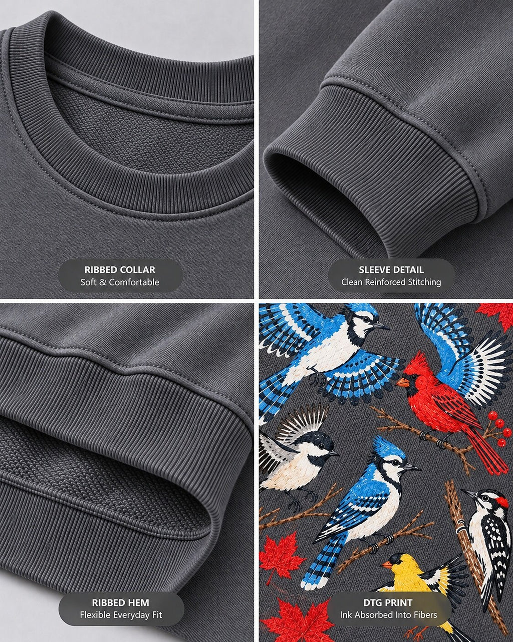 Autumn Songbirds Birdwatching Graphic Sweatshirt