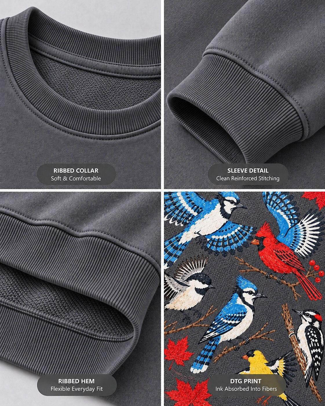 Autumn Songbirds Birdwatching Graphic Sweatshirt