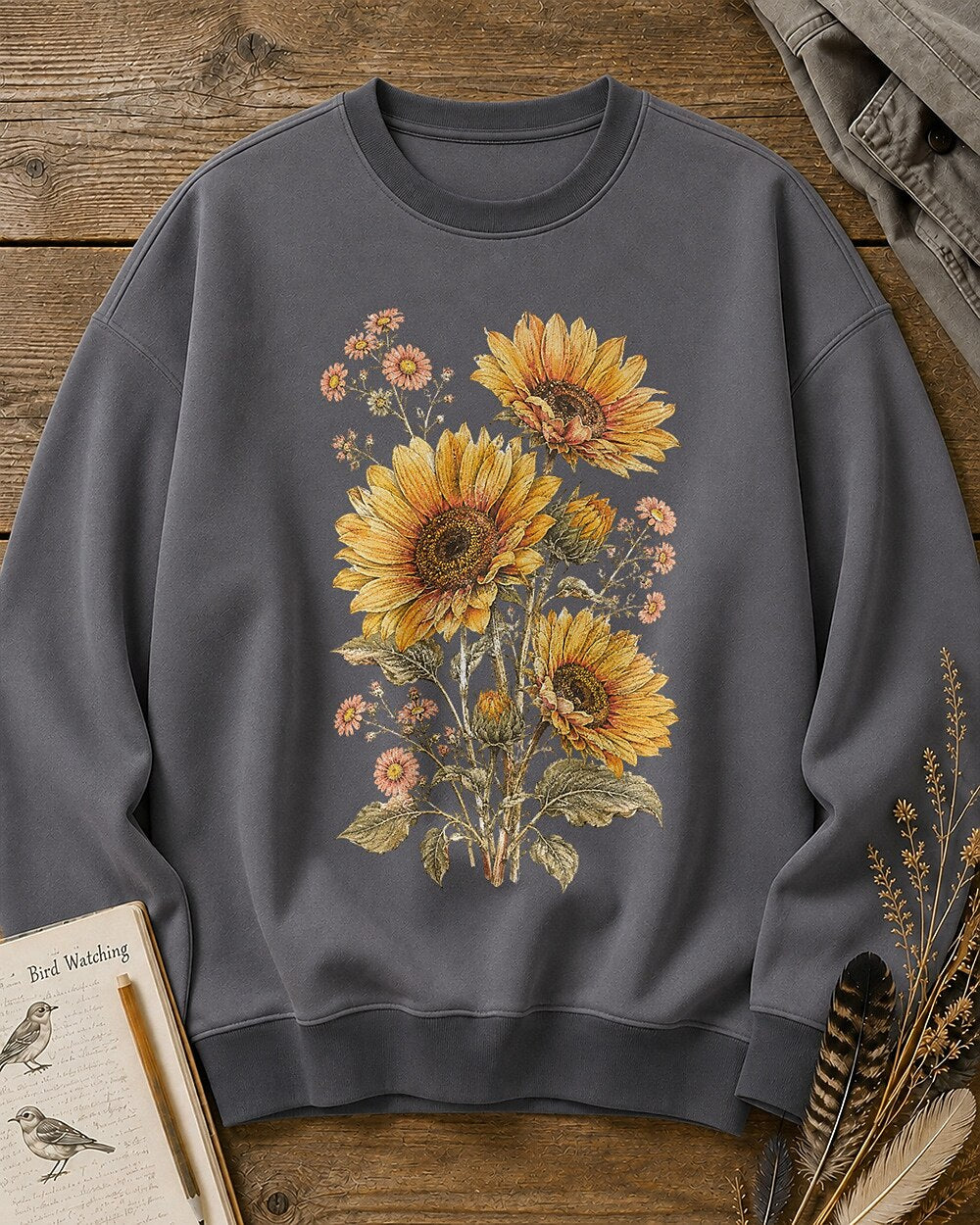 Golden Sunflower Daisy Vintage Cottage Garden Sweatshirt