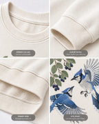 Blue Jay Pair Blueberry Branch Backyard Bird Watching Sweatshirt