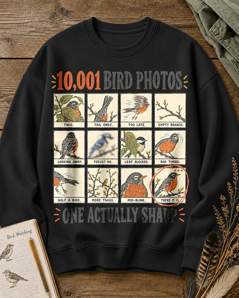 Funny Bird Photography Robin Graphic Crewneck Sweatshirt