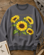 Sunflower Garden Frame Floral Graphic Sweatshirt