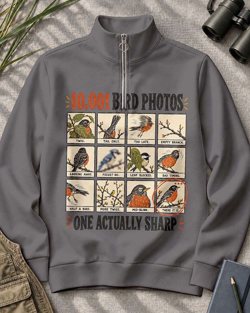 Funny Bird Photography Robin UPF50+ Spandex Quarter-Zip Stretch Sweatshirt