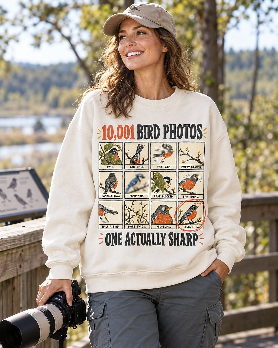 Funny Bird Photography Robin Graphic Crewneck Sweatshirt