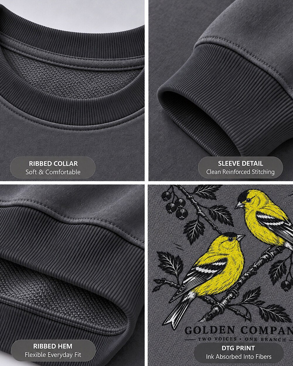 American Goldfinch Pair Berry Branch Backyard Bird Watching Sweatshirt