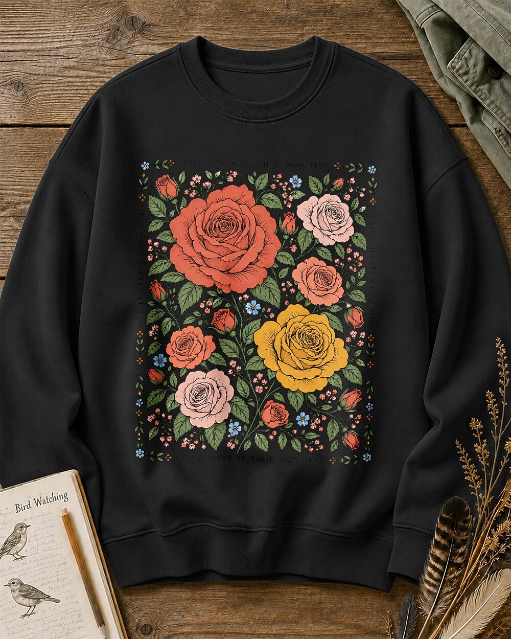 Vintage Rose Garden Floral Bouguet Botanical Sweatshirt