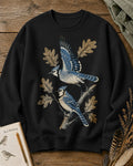 Blue Jay Pair Oak Branch Birdwatching Sweatshirt